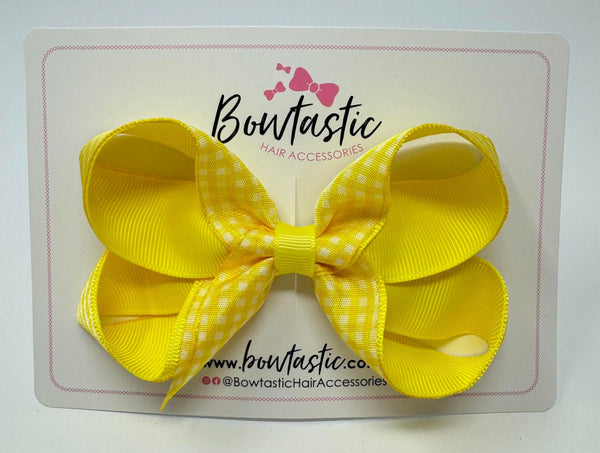 4 Inch Bow Style 2 - Yellow & Yellow Gingham