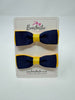 2.75 Inch Flat Bows - Navy & Yellow Gold - 2 Pack