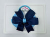 3.5 Inch Flat Double Bow Bobble - Navy & Blue Mist