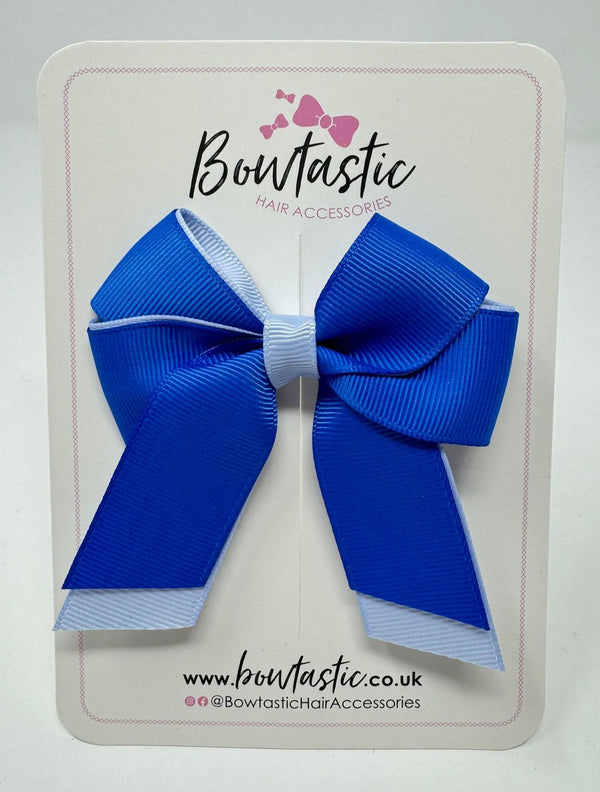 3 Inch Twist Short Tail Bow - Royal Blue & Bluebell