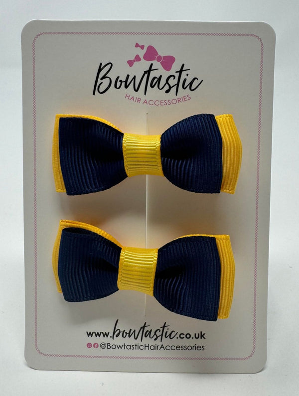1.75 Inch Bow - Navy & Yellow Gold - 2 Pack