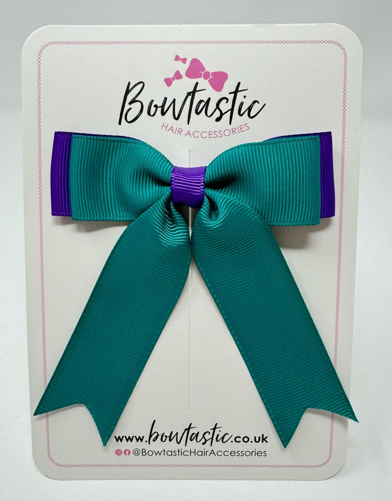 3.25 Inch Tail Bow - Jade Green & Purple