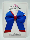 3 Inch Twist Short Tail Bow - Royal Blue & Red