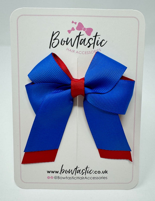 3 Inch Twist Short Tail Bow - Royal Blue & Red