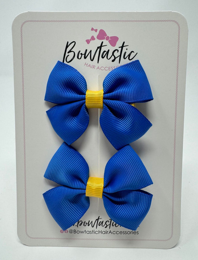 2.5 Inch Butterfly Bow - Royal Blue & Yellow Gold - 2 Pack