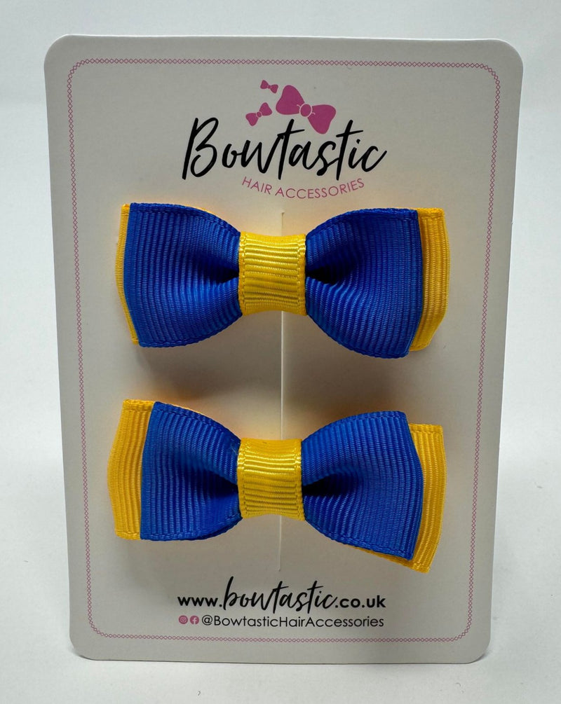 1.75 Inch Bow - Royal Blue & Yellow Gold - 2 Pack