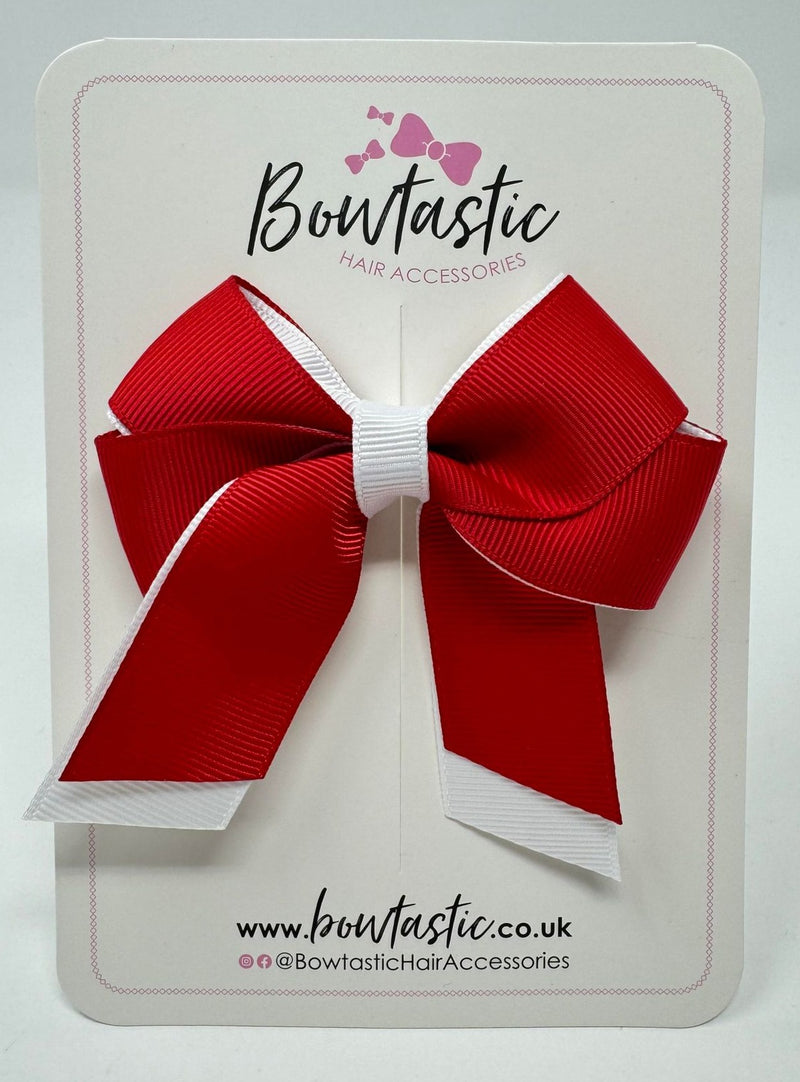 3 Inch Twist Short Tail Bow - Red & White