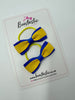 2.5 Inch Tuxedo Bow Thin Elastic - Yellow Gold & Royal Blue - 2 Pack