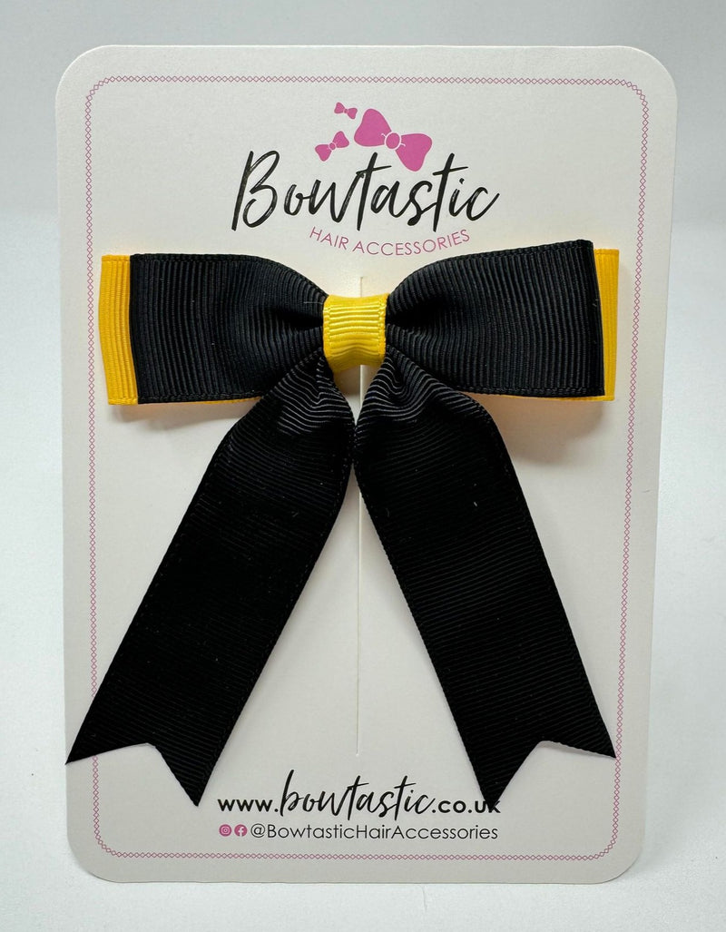 3.25 Inch Tail Bow - Black & Yellow Gold