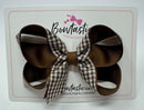 4 Inch Bow Style 2 - Turftan & Brown Gingham
