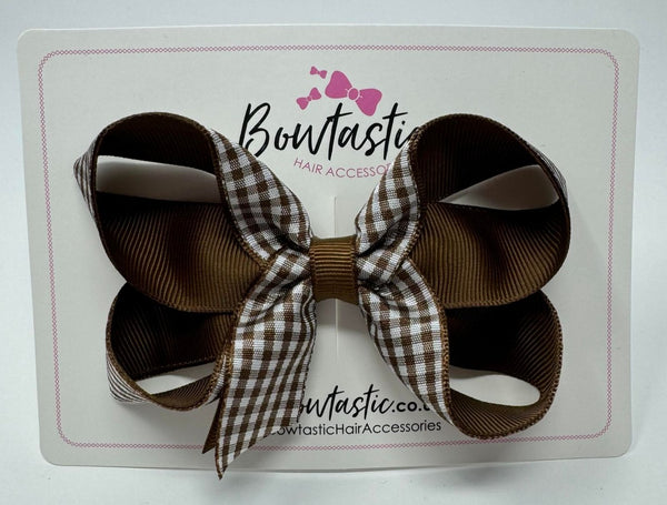 4 Inch Bow Style 2 - Brown & Brown Gingham