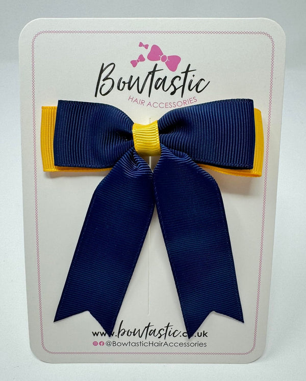 3.25 Inch Tail Bow - Navy & Yellow Gold