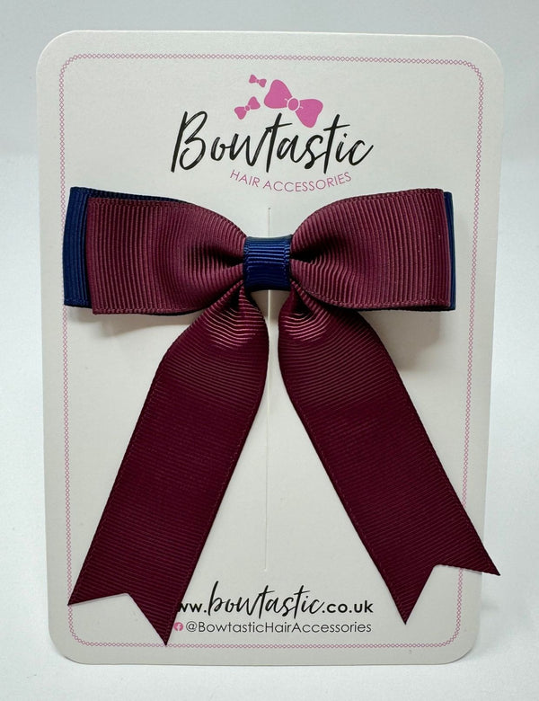 3.25 Inch Tail Bow - Burgundy & Navy