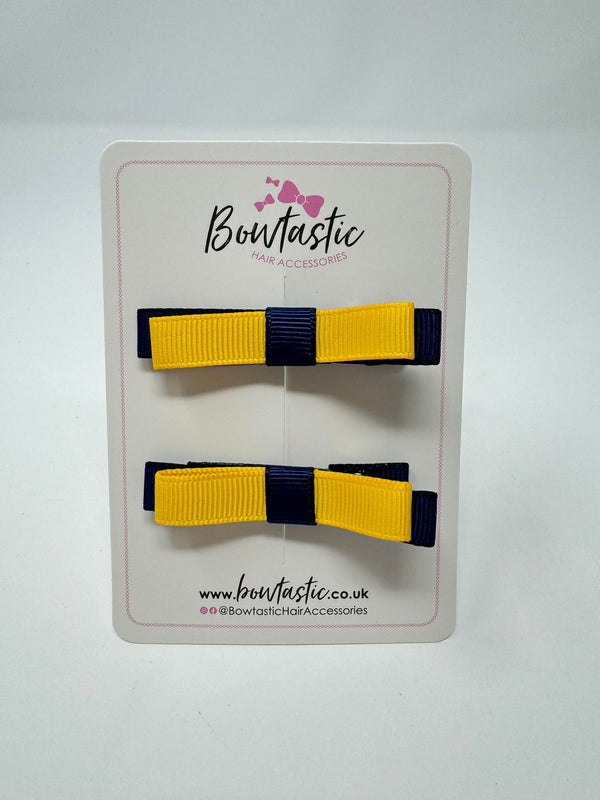 2 Inch Slide Bows - Yellow Gold & Navy - 2 Pack