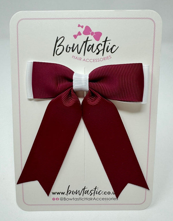 3.25 Inch Tail Bow - Wine & White