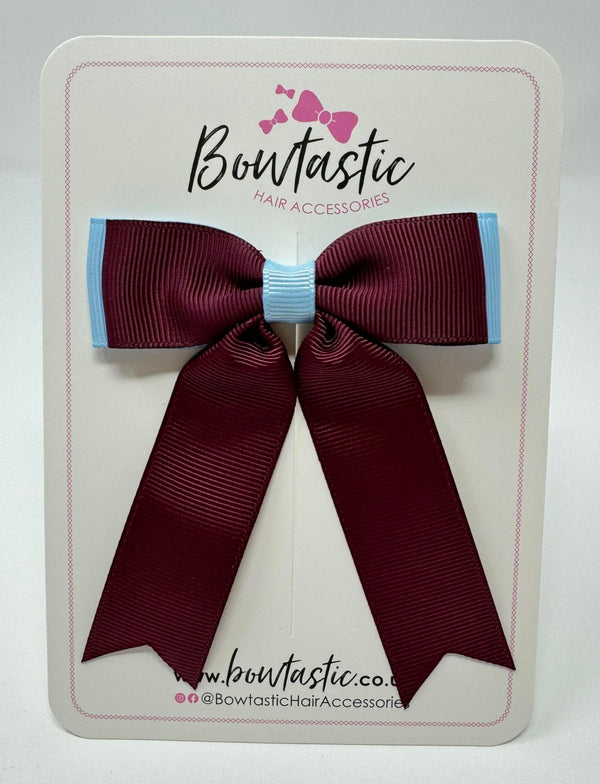 3.25 Inch Tail Bow - Burgundy & Blue Topaz