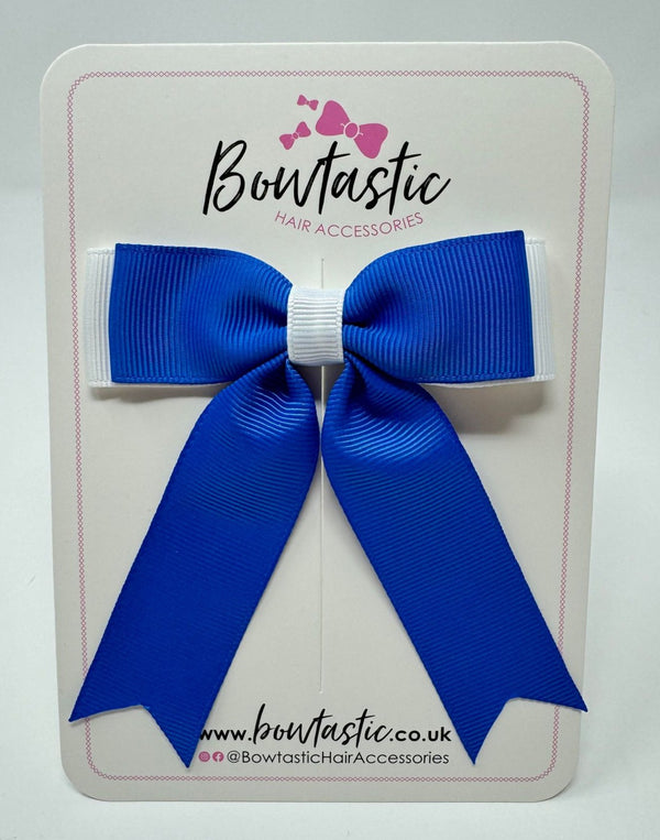 3.25 Inch Tail Bow - Royal Blue & White