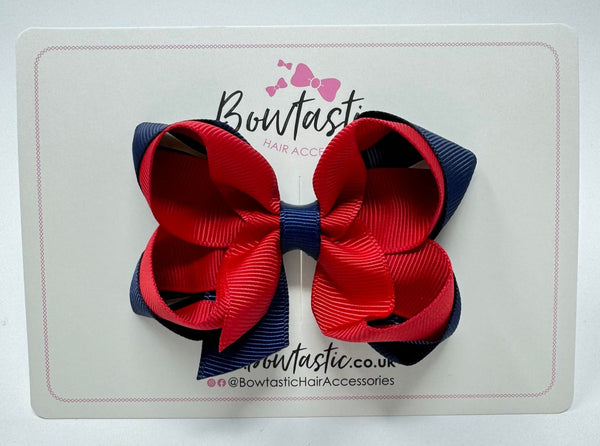 3.5 Inch 2 Layer Bow - Red & Navy