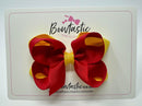 3.5 Inch 2 Layer Bow - Red & Yellow Gold