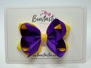 3.5 Inch 2 Layer Bow - Purple & Yellow Gold