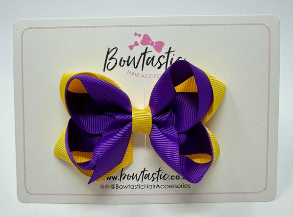 3.5 Inch 2 Layer Bow - Purple & Yellow Gold