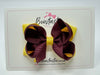 3.5 Inch 2 Layer Bow - Burgundy & Yellow Gold