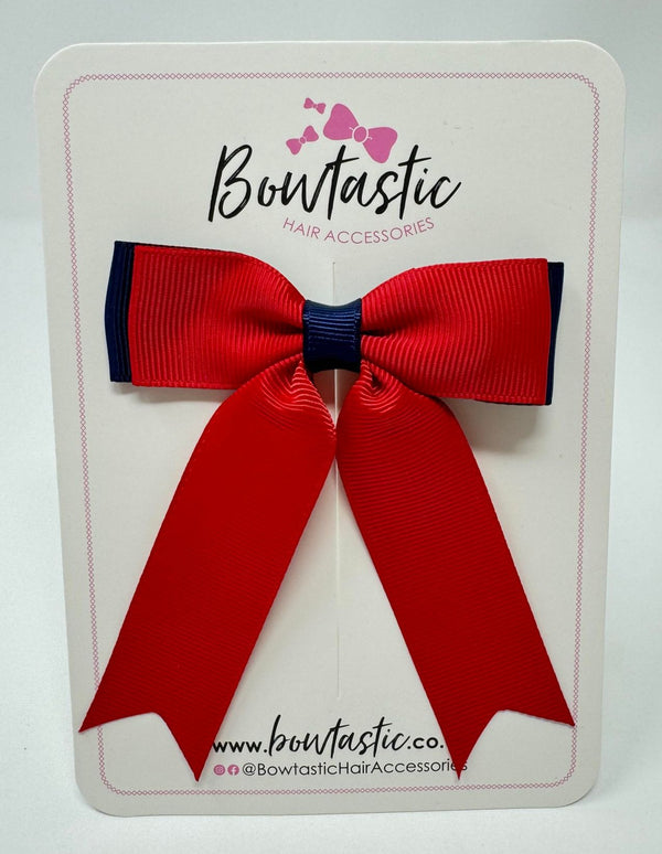 3.25 Inch Tail Bow - Navy & Red