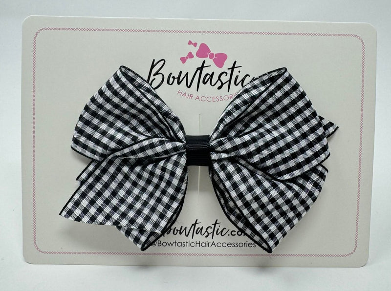 4 Inch Flat Bow - Black Gingham