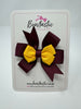 3 Inch 2 Layer Pinwheel Bow - Burgundy & Yellow Gold