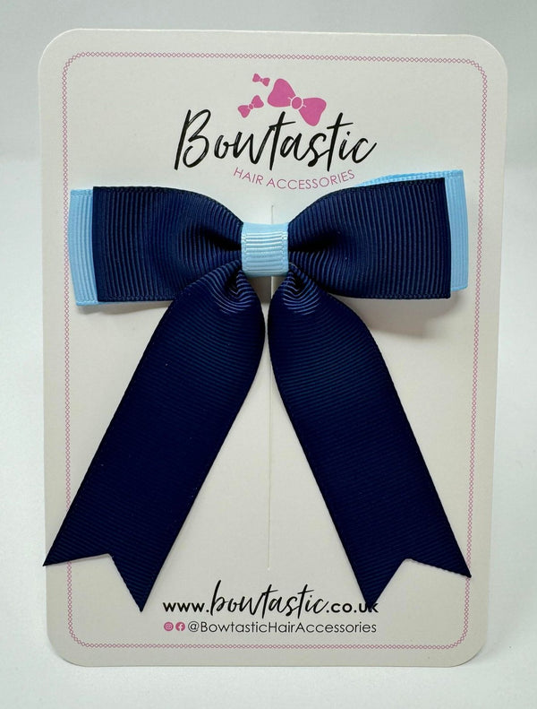 3.25 Inch Tail Bow - Navy & Blue Topaz