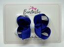 3.5 Inch 2 Layer Bow - Cobalt & White