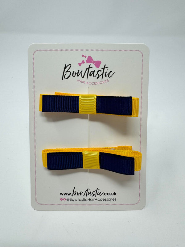 2 Inch Slide Bows - Navy & Yellow Gold - 2 Pack