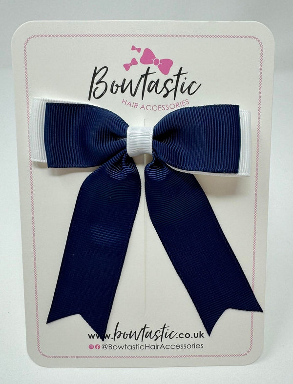 3.25 Inch Tail Bow - Navy & White