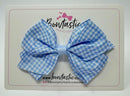 4 Inch Flat Bow - Light Blue & Bluebell Gingham