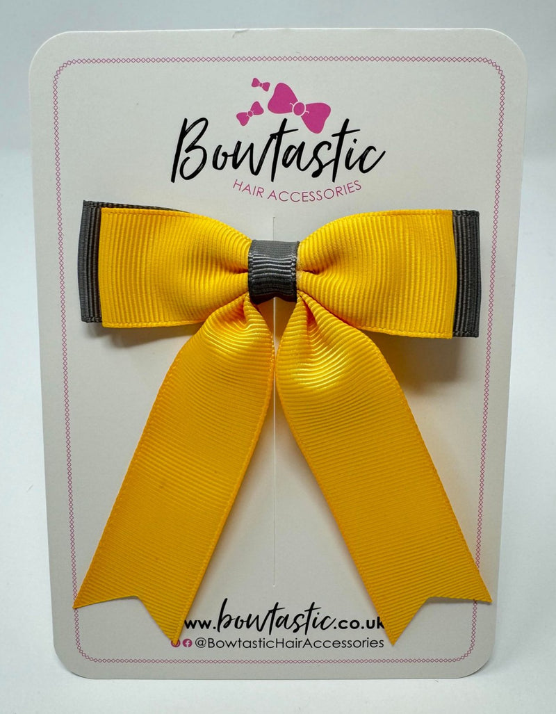 3.25 Inch Tail Bow - Yellow Gold & Metal Grey