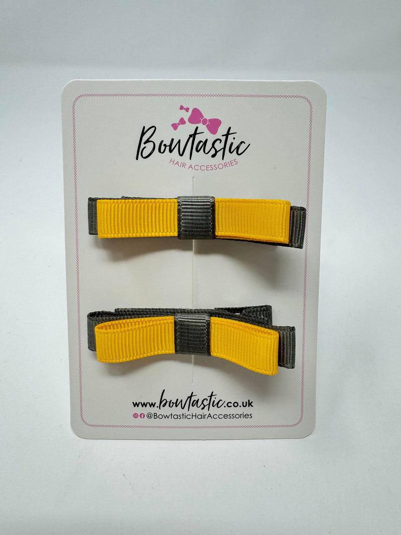 2 Inch Slide Bows - Yellow Gold & Metal Grey - 2 Pack