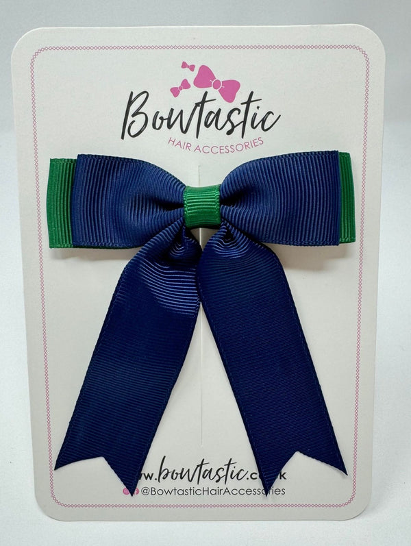 3.25 Inch Tail Bow - Forest Green & Navy