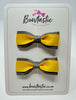 2.5 Inch Tuxedo Bow - Yellow Gold & Metal Grey - 2 Pack