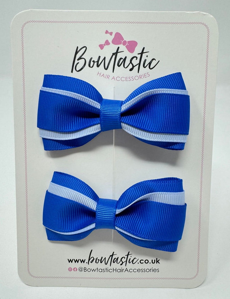 3 Inch 3 Layer Tuxedo Bow - Royal Blue & Bluebell - 2 Pack