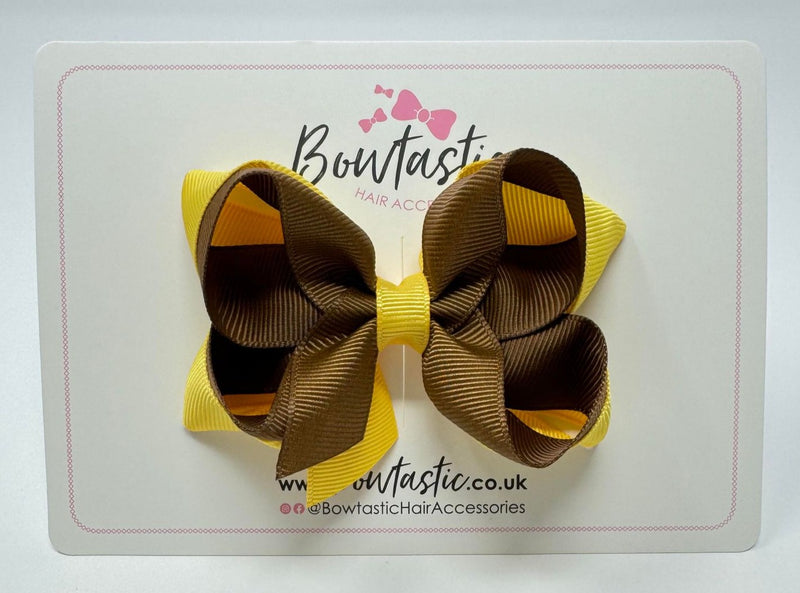 3.5 Inch 2 Layer Bow - Turftan & Yellow Gold