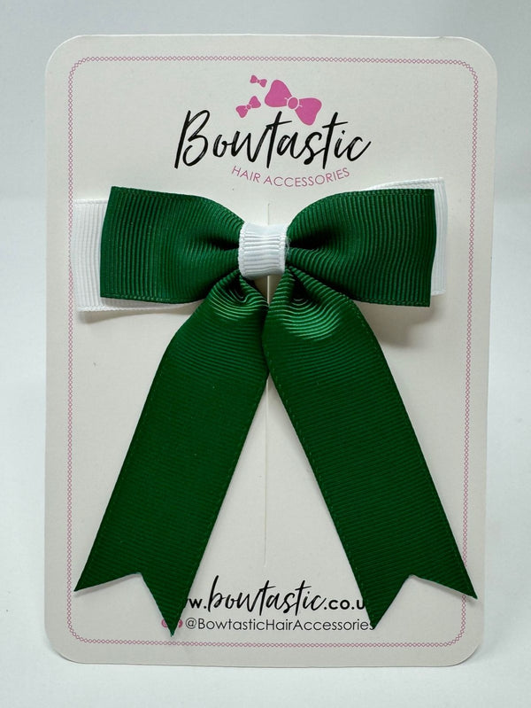 3.25 Inch Tail Bow - Forest Green & White