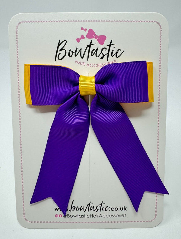 3.25 Inch Tail Bow - Purple & Yellow Gold