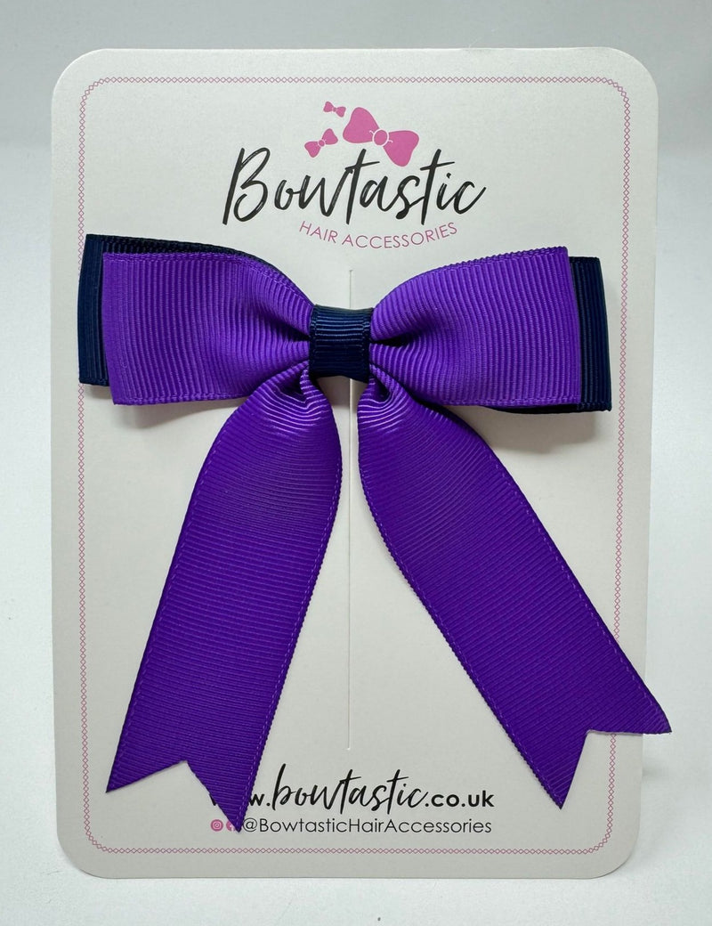 3.25 Inch Tail Bow - Purple & Navy