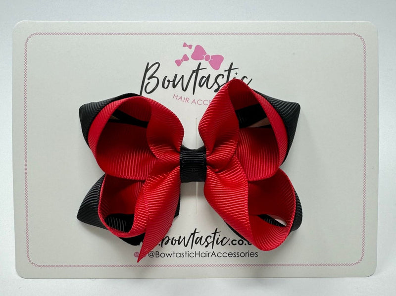 3.5 Inch 2 Layer Bow - Red & Black