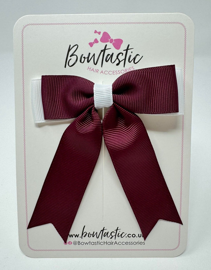 3.25 Inch Tail Bow - Burgundy & White