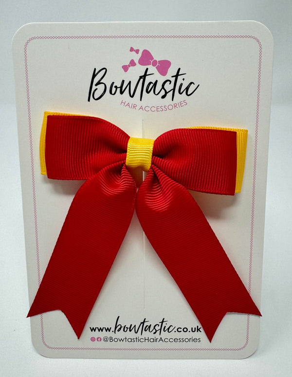 3.25 Inch Tail Bow - Red & Yellow Gold