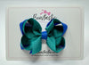 3.5 Inch 2 Layer Bow - Royal Blue & Jade Green