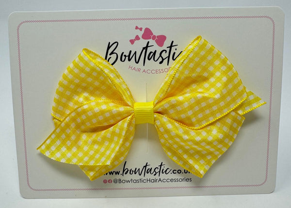 4 Inch Flat Bow - Yellow Gingham