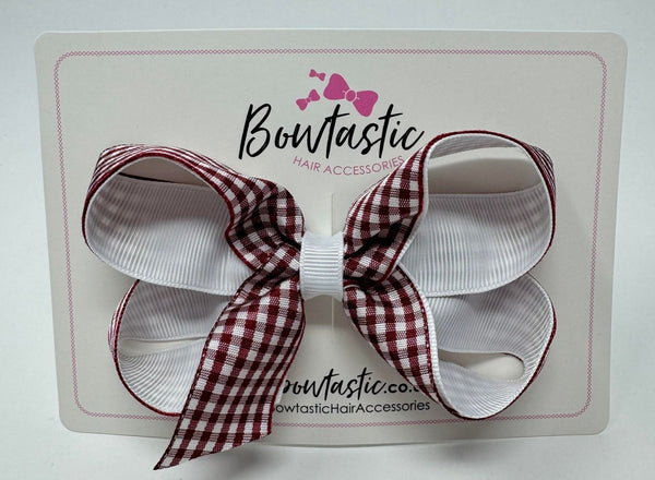 4 Inch Bow Style 2 - Burgundy & White Gingham