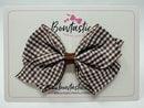 4 Inch Flat Bow - Turftan & Brown Gingham